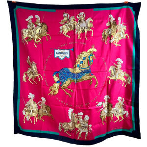 Hermès Vintage Carré 90 Carousel Scarf Silk Red No Tags